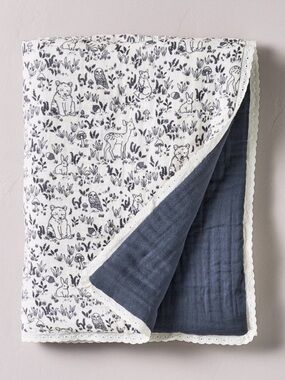 HEARTH & HAND NWT Reversible Woodland Muslin Baby Blanket